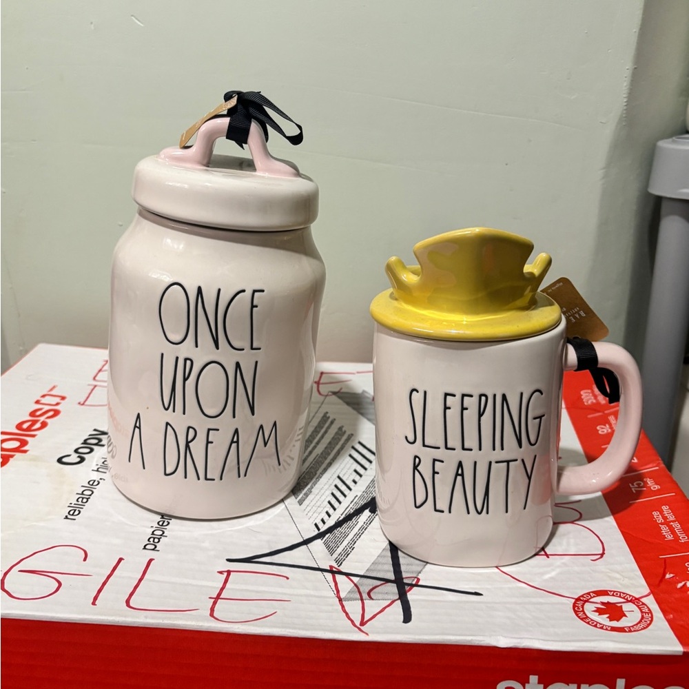 Rae Dunn Once Upon a Dream and Sleeping Beauty Mug Set